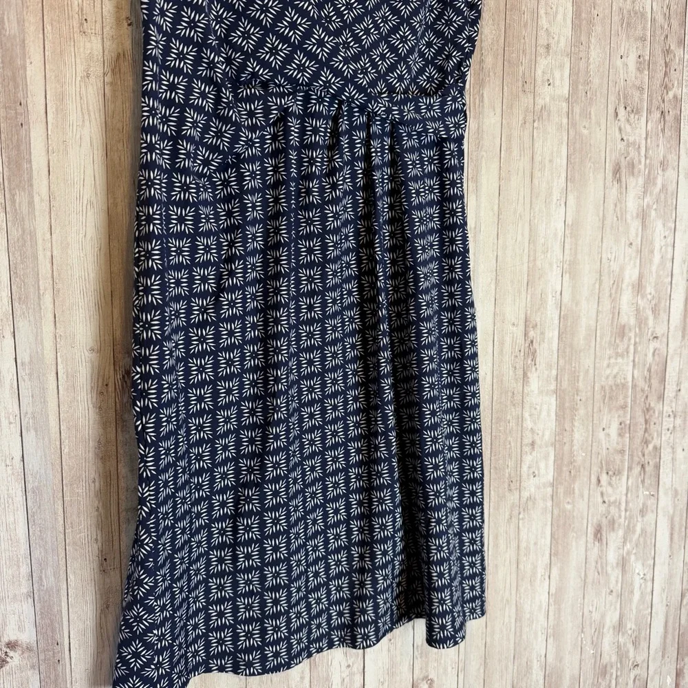 Talbots Navy Blue White Knit Jersey Draped Sheath Dress Size Petite Small - Picture 4 of 9